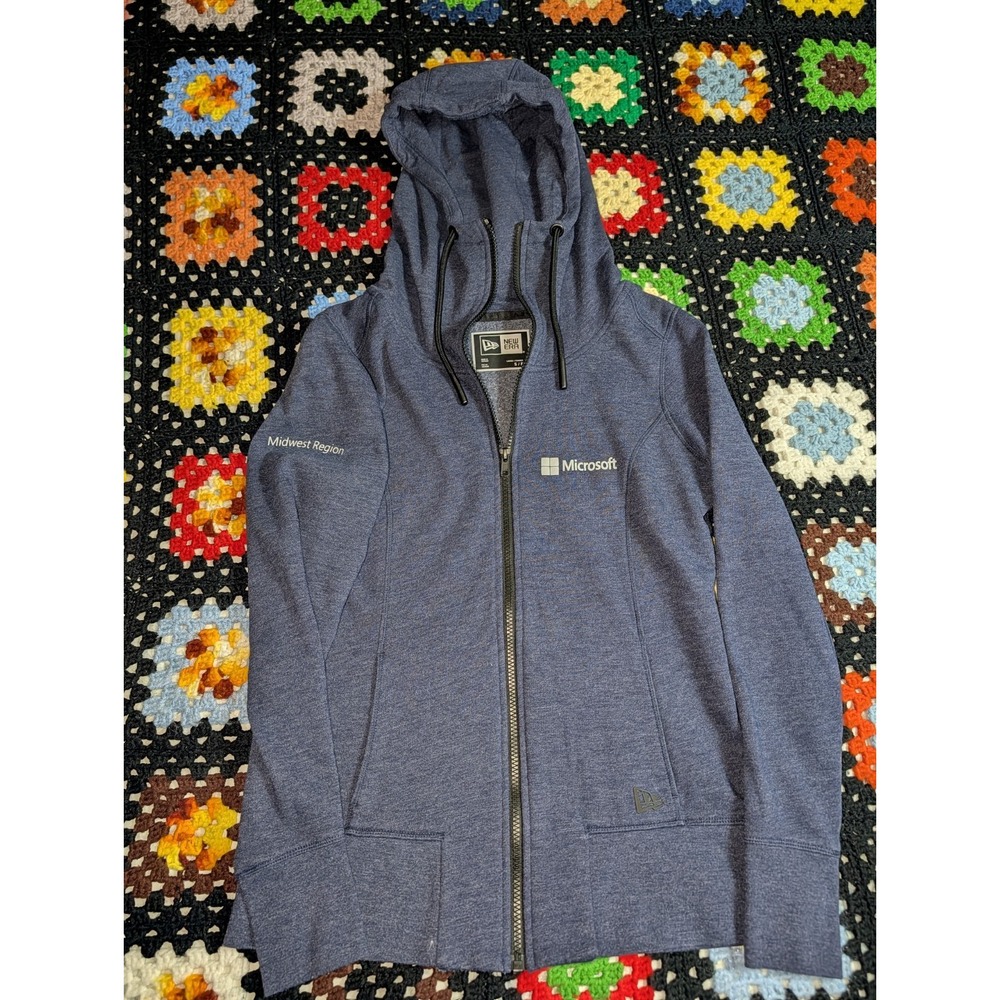Microsoft New Era Hoodie Jacket Adult‎ Medium Full Zip Blue Sweatshirt Midwest